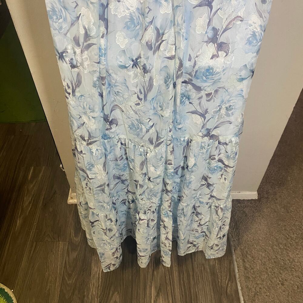 Lulus NWT Special Moment Light Blue Floral Strapless Bustier Maxi Dress Sz 2X - Picture 9 of 14